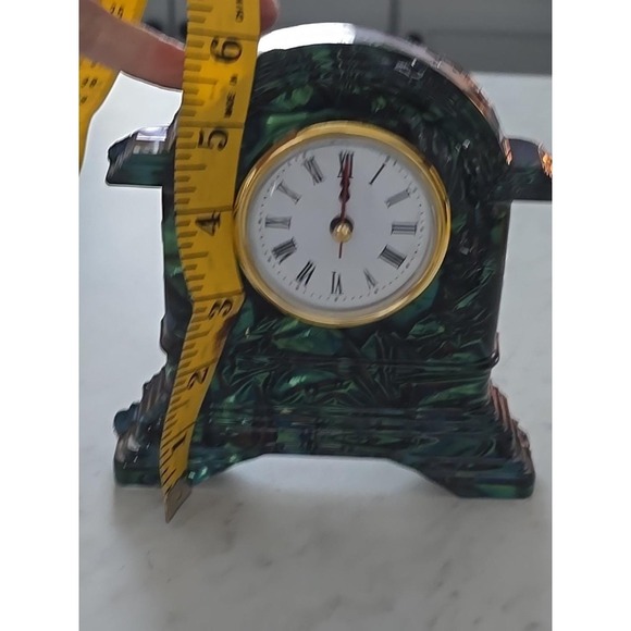 Handmade Resin Desk Clock Green Velvet Look 6 Inch. Decoration Gift 728 - Picture 3 of 6